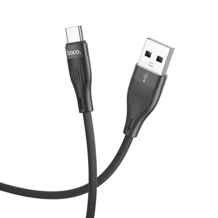 Data Cable Hoco DU45 Sturdy USB-A  to USB-C 3.0A for Fast Charging and Data Transfer Black 1m