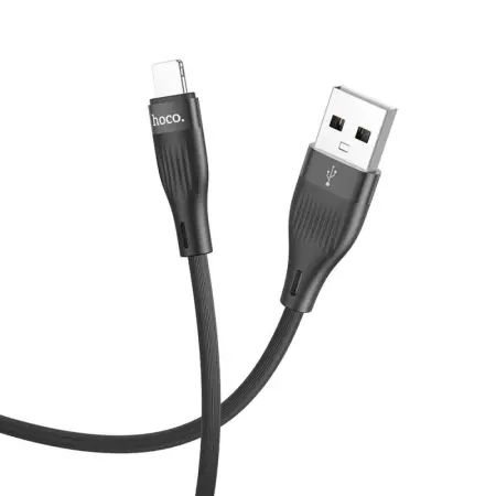 Data Cable Hoco DU45 Sturdy USB-A  to Lightning  for Fast Charging and Data Transfer Black1m