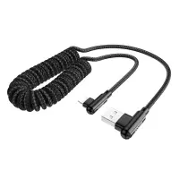 Data Cable Hoco DU40 Guard USB to Lightning 2.4A Spring Braided Cable 0.45-1m Black