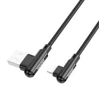 Data Cable Hoco DU40 Guard USB to Lightning 2.4A Spring Braided Cable 0.45-1m Black