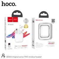 Wireless Hands Free Hoco DES03 Plus TWS V5,0 350mAh 3h Talk Time White with Black Silicon Sleeve