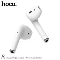 Wireless Hands Free Hoco DES03 Plus TWS V5,0 350mAh 3h Talk Time White with Black Silicon Sleeve