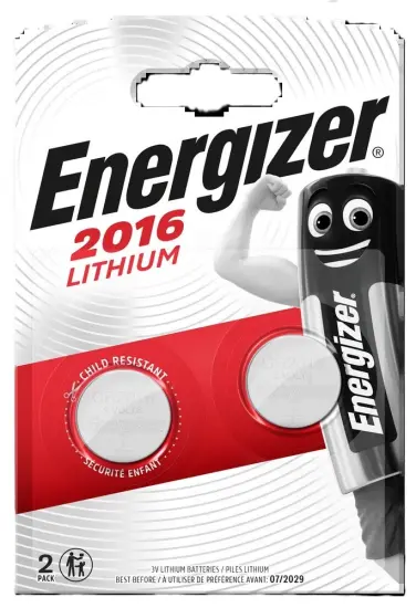 Buttoncell Lithium Energizer CR2016 3V Pcs. 2