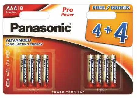 Battery Panasonic Alcaline Pro Power LR03 size AAA 1.5V Pcs. 4+4