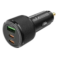 Car Charger Hoco NZ17 Avant-garde Triple Ports 1xUSB-A and 2xUSB-C 75W PD+QC Black