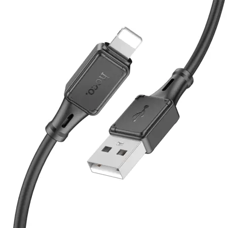 Data Cable Hoco X101 Silicon Assistant USB-A  to Lightning Fast Charging 2.4A  Black 1m