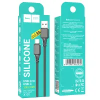 Data Cable Hoco X101 Silicon Assistant USB-A  to USB-C Fast Charging3A  Black 1m