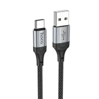 Data Cable Hoco X102 Fresh USB-A  to USB-C 3A Braided 1m Black
