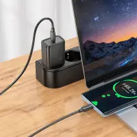 Travel Charger Hoco N62 Gentle Single Port USB-C Quick Charge GaN PD30W 5V 3.0A Black + Cable USB-C to USB-C