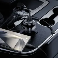 Car Charger Hoco NZ15 Unimpeded PD60W with 1x USB-C and 1x USB-A with Retractable USB-C Cable 75cm Black