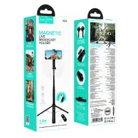 Holder and Selfie Stick Hoco K25 Sherkhan Live Broadcast for Devices 4.5"-7" 55mAh Height 1.5m Black