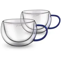 Set of 2 Cappuccino Glasses with Double Wall 270ml Blue VASO Lamart LT9113

