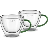 Set of 2 Cappuccino Glasses VASO Lamart LT9115 Double-Walled Glass 190ml Green

