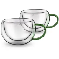 Set of 2 Cappuccino Glasses VASO Lamart LT9112 Double-Walled Glass 270ml Green


