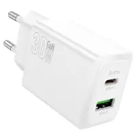 Travel Charger Hoco N71 Nuevo Dual Port GaN PD30W QC3.0A1xUSB-C and 1xUSB-A White