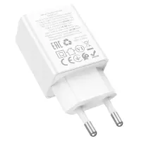 Travel Charger Hoco N71 Nuevo Dual Port GaN PD30W QC3.0A1xUSB-C and 1xUSB-A White