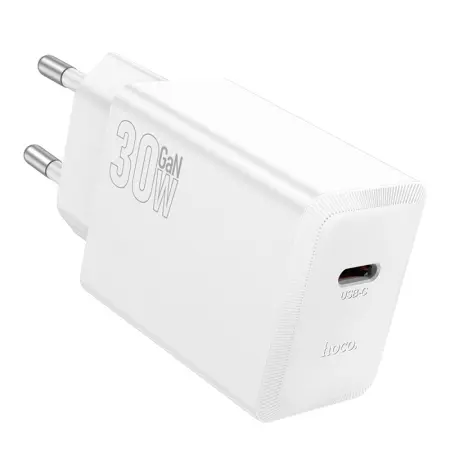 Travel Charger Hoco N70 Nuevo Single Port GaN PD30W USB-C 5V 3.0A White