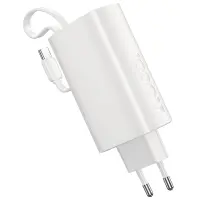 Power Bank Hoco J148 Handy 5000mAh PD20W QC3.0A Charger with 1xUSB-C Port and 1xUSB-C Cacle White