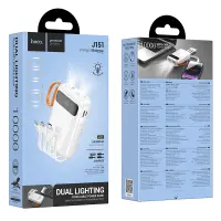 Power Bank Hoco J151 Spirit 10000mAh with 4 Output Cables, Flashlight and LED Display White