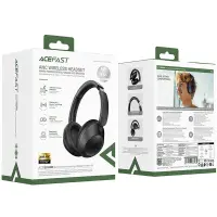 Wireless Foldable Headphones Stereo Acefast H3 500mAh v5.3 80h Talk Time ANC AUX USB-C IPX4 Black