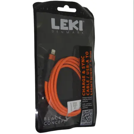 Data and Charging Cable Leki Black Concept USB-A to Lightning Braided Orange 1m