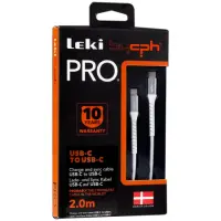 Data and Charging Cable Leki Pro Reinforced Cable and Ports 100W USB-C  to USB-C 2m White