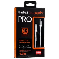 Data and Charging Cable Leki Pro Reinforced Cable and Ports USB-C  to Lightning 1m White