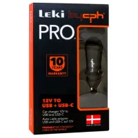 Leki Pro Car Charger with 1xUSB ans 1xUSB-C Black