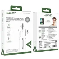 Hands Free Acefast L3 Earphones Stereo USB-C Braided with Microphone White 1.2m. Compatible with All USB-C Devices
