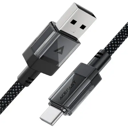 Data Cable Acefast C12-04 USB-A  to USB-C 3A Fast Charge USB2.0 Braided Black 1.2m