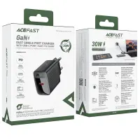 Travel Charger Acefast A102 Fast Charging USB-C PD30W QC3.0 GaN Black