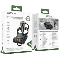 Car Charger Acefast B11 Hub 138W with 4xUSB-A and 2xUSB-C Hub Cable 1.10m with LED Display Black
