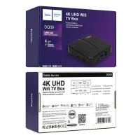 Hoco DQ09 Barco TV Box 4K UHD 60Fps with WiFi RJ45 4GB RAM + 64GB ROM v5.0 Android12