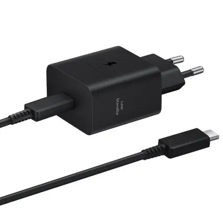 Samsung Super Fast Charging Travel Charger T4511XBE 45W USB-C and USB-C to USB-C Cable Black 1.8m