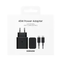 Samsung Super Fast Charging Travel Charger T4511XBE 45W USB-C and USB-C to USB-C Cable Black 1.8m