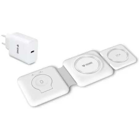 Wireless Foldable Charger Pad for Apple Devices Yenkee YAC 5330 3-in-1 15W White