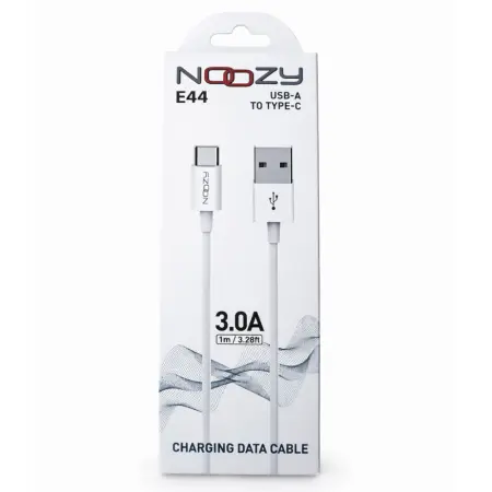 Charging Data Cable Noozy Flow E44 USB to USB-C 3.0A White 1m