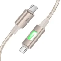 Cable Hoco U144 USB-C  to USB-C 60W Fast Charging 3A with Lighting Braided Gold 1.2m