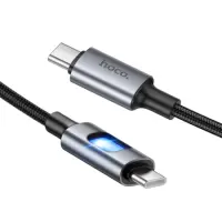 Cable Hoco U144 USB-C  to USB-C 60W Fast Charging 3A with Lighting Braided Black 1.2m