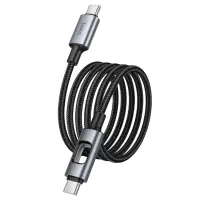 Cable Hoco U144 USB-C  to USB-C 60W Fast Charging 3A with Lighting Braided Black 1.2m