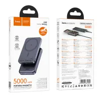 Power Bank Hoco J160 5000mAh with Wireless Charging 5W and USB-C Port 5V/2A and LED Battery Indicator Grey