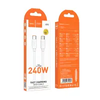 Cable Hoco X115 Surpass USB-C to USB-C PD240W 5A Fast Charging White 1m