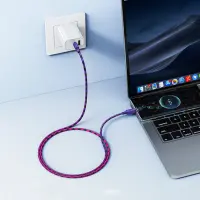 Cable Hoco X116 Meridian USB-C to USB-C 60W 3A Braided Gradient Purple 1m
