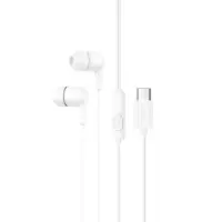 Hands Free Hoco M97 Enjoy Universal Earphones Stereo Bass USB-C with Microphone Compatible with All USB-C Devices White 1.2m