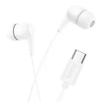 Hands Free Hoco M97 Enjoy Universal Earphones Stereo Bass USB-C with Microphone Compatible with All USB-C Devices White 1.2m