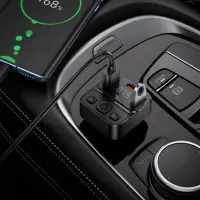Bluetooth FM Transmitter Hoco E87 Delta 35W with 2xUSB-A and 1xUSB-C PD20W BT v5.4 Supports USB Music Playback and Calls