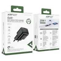 Travel Charger Acefast A73 Mini Fast Charging 1xUSB-C PD20W QC3.0 GaN Black