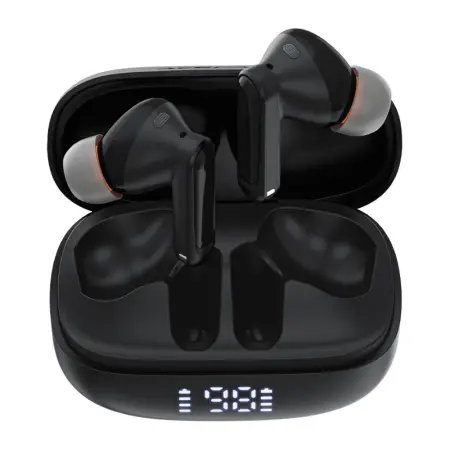 Wireless Earphones Hands Free Acefast W1 TWS v5.4 400mAh 8hr Working Time ANC with 4-Mic ENC Technology IPX4 and LED Digital Display Black