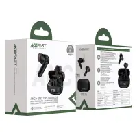 Wireless Earphones Hands Free Acefast W1 TWS v5.4 400mAh 8hr Working Time ANC with 4-Mic ENC Technology IPX4 and LED Digital Display Black