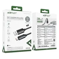 Cable Acefast C19-04 Metallic USB-A  to USB-C 3.0A Fast Charging USB2.0 with Charging Indicator Braided Black 1.2m